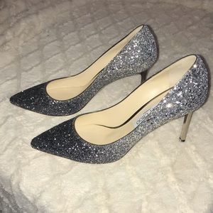 Jimmy Choo Romy Heel Navy Silver Glitter Degrade